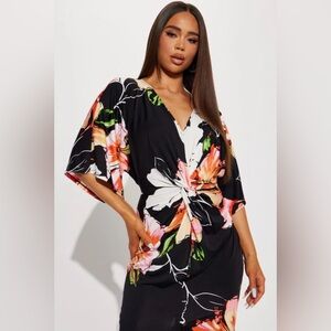 Fashion Nova Black Floral Maxi Dress - Black/ Combo
